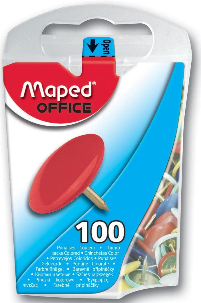 Maped Helix Usa Thumb Tacks Assorted, Acrylic, Multicoloured, 6-Piece