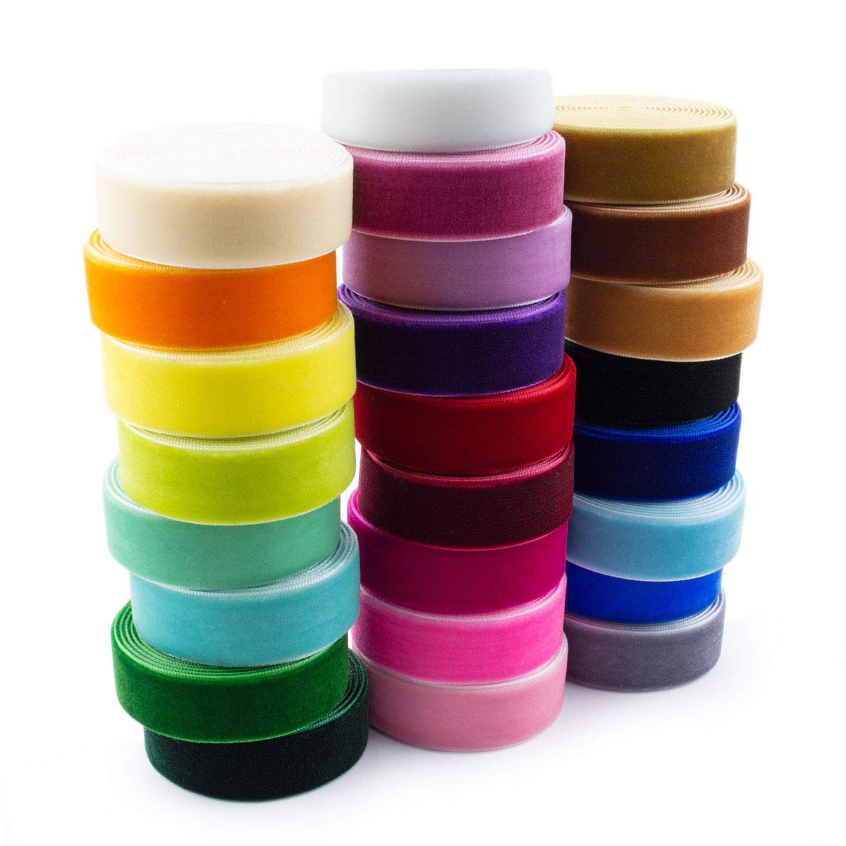 Summer-Ray 50 Yards 3/4 Inch (20mm) Velvet Ribbon 25 Colours Value Pack