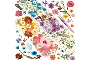 Nueciottoo 142Pcs Dried Pressed Flowers for Crafts, Natural Dry Flowers with Tweezer for Scrapbooking DIY Art Crafts, Candle,