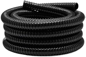 Pamopamo 1.25 Inch Pond Tubing, 1-1/4 Dia ID Corrugated Water Pipe, 20 Feet Length Flexible PVC Hose Pipe with Pipe Fittings, Aquarium, Pond Waterfall, Garden Pond Pump Drainage Tube Black