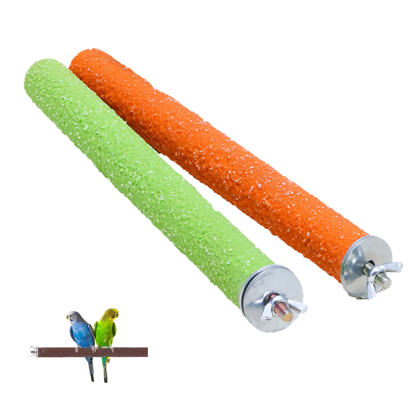 zalati Parrot Perches 5pcs Birdcage Scrub Stand Bar Quartz Sand Paw Stick for Birds Paw Grinding Toy - Random Colors