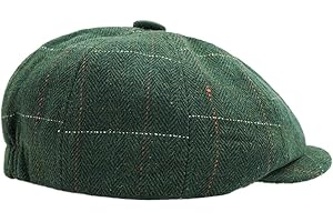 Charmylo Newsboy Cap Gatsby Baker Boy Hat Flat Caps Tweed Adjustable Peaky Herringbone Cloth Cap Hat