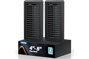 BYEWIRE Floor Register 4x8, 2 Pack Black Floor Register Vents,Heavy Duty Steel Walkable Floor Grates,Adjustable Decor Grates for Sidewall and Floor