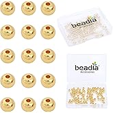 BEADIA 14K Gold Plated Round Spacer Beads 4mm 100pcs for Jewelry Making Findings Non Tarnish