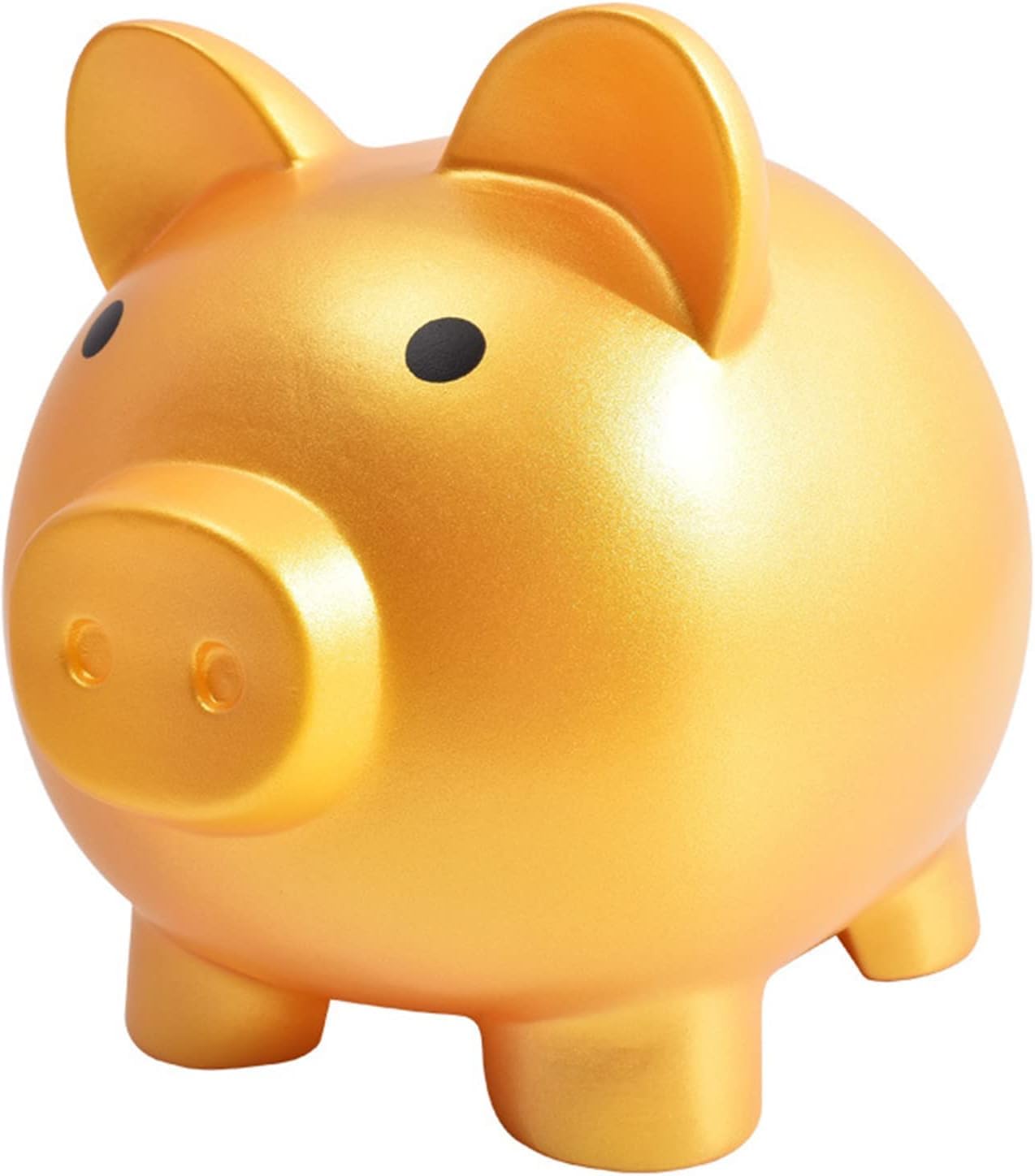 Photo 1 of Cute Piggy Bank Plastic Pig Money Bank Adults Piggy Bank Pig Money Box Coin Bank Plastic Saving Coin Box for Boys Girls Kids (Golden)