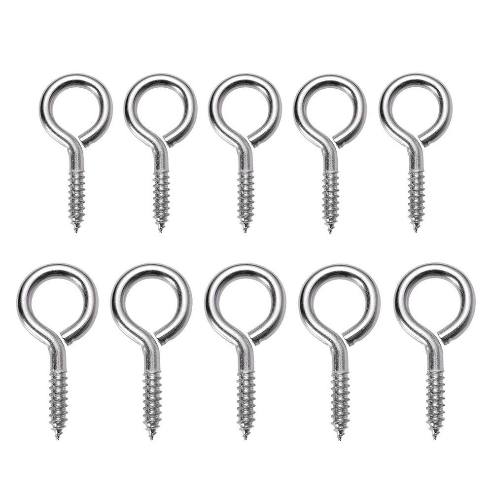 100 Pieces Screw in Eye, Two Sizes Eye Screw, Screw Hooks Eyebolts for Firmly Attaching or Attaching Various Objects (16 * 36 mm, 10 * 20 mm)