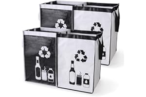 BeBesta Recycle Waste Bin Bags for Kitchen Ultra-Large Capacity ， Home Trash Sorting Bins Organizer Baskets，Waterproof Baskets Compartment Container-(Big New Black 4pcs)