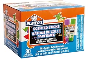 Elmer's Scented Glue Sticks, Washable, Clear, Assorted Scents, 6 Grams, 30 Count - Kids Activity, Birthday Fun, Stocking Stuffer, Vision Board, #1 Teacher Brand