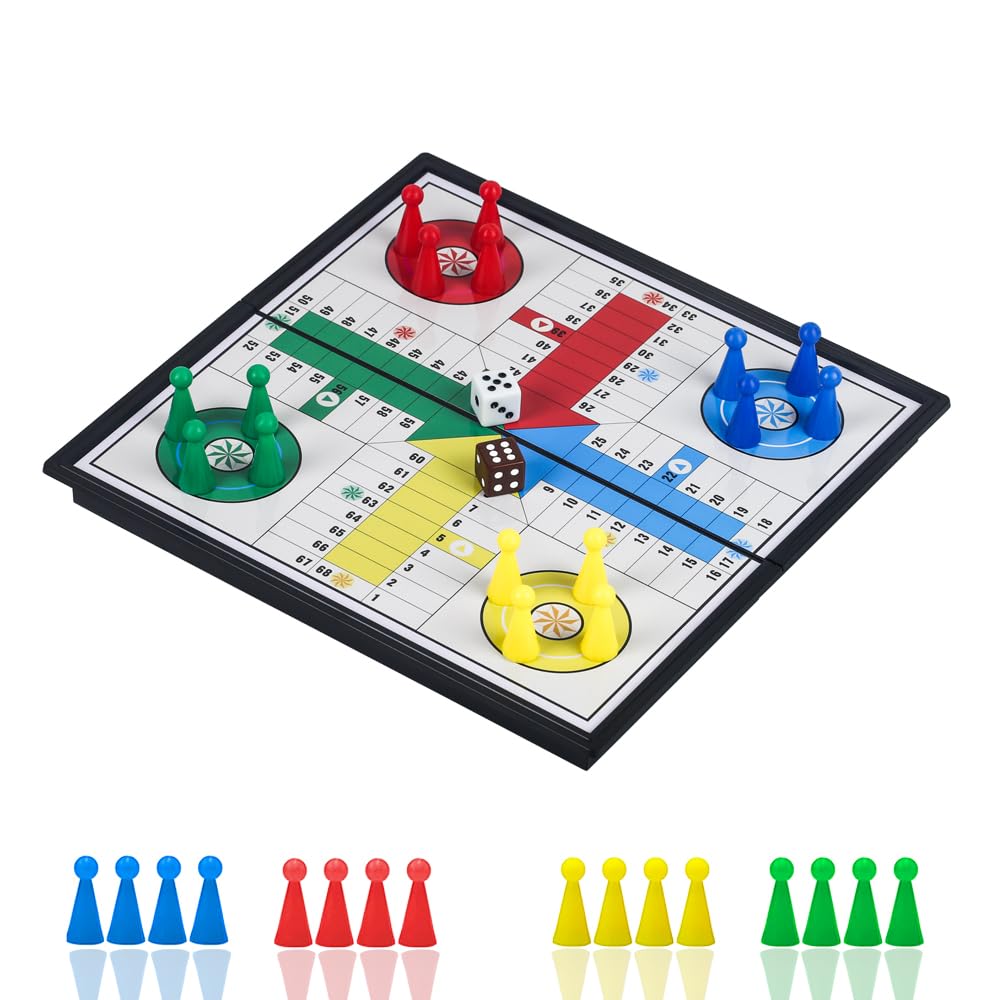 KOKOSUN Ludo Game Board Set - 20 Centimeters, Magnetic Folding Portable Travel Board Game, Family Fun Game Toys for Kids and Adults