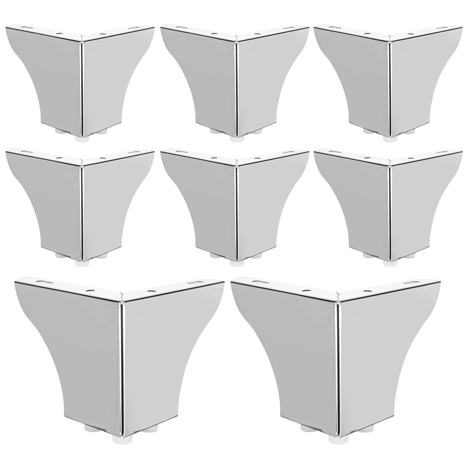 GBACHOOSE 8 Pcs 10cm Silver Metal Modern Sofa Legs, Wardrobe Leg Furniture Legs for Replacement, Cabinet Feet, Table Legs, Bed, Wardrobe