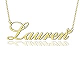 AOLO Lauren Heart Name Necklace 18k Gold Plated