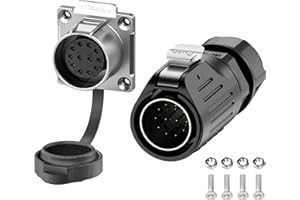 PLUGOOD EW-LP24 Industrial Waterproof Connector IP68 Quick Plugging Circular Connector Anti-Interference Shell Aviation Connector Fast Release Electrical Connector M24 2-24 Pin Flange Socket (12 Pin)