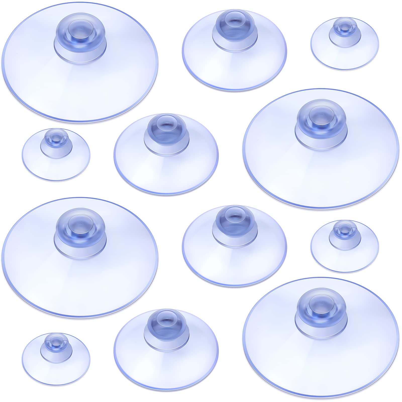 12 Packs Suction Cup Plastic Sucker Pads Without Hooks 45 mm 30 mm 20 mm Window Suckers Mushroom Head Suction Pads Round Button Suction Cups for Outdoor, Kitchen Bathroom Window Mirror, 3 Sizes