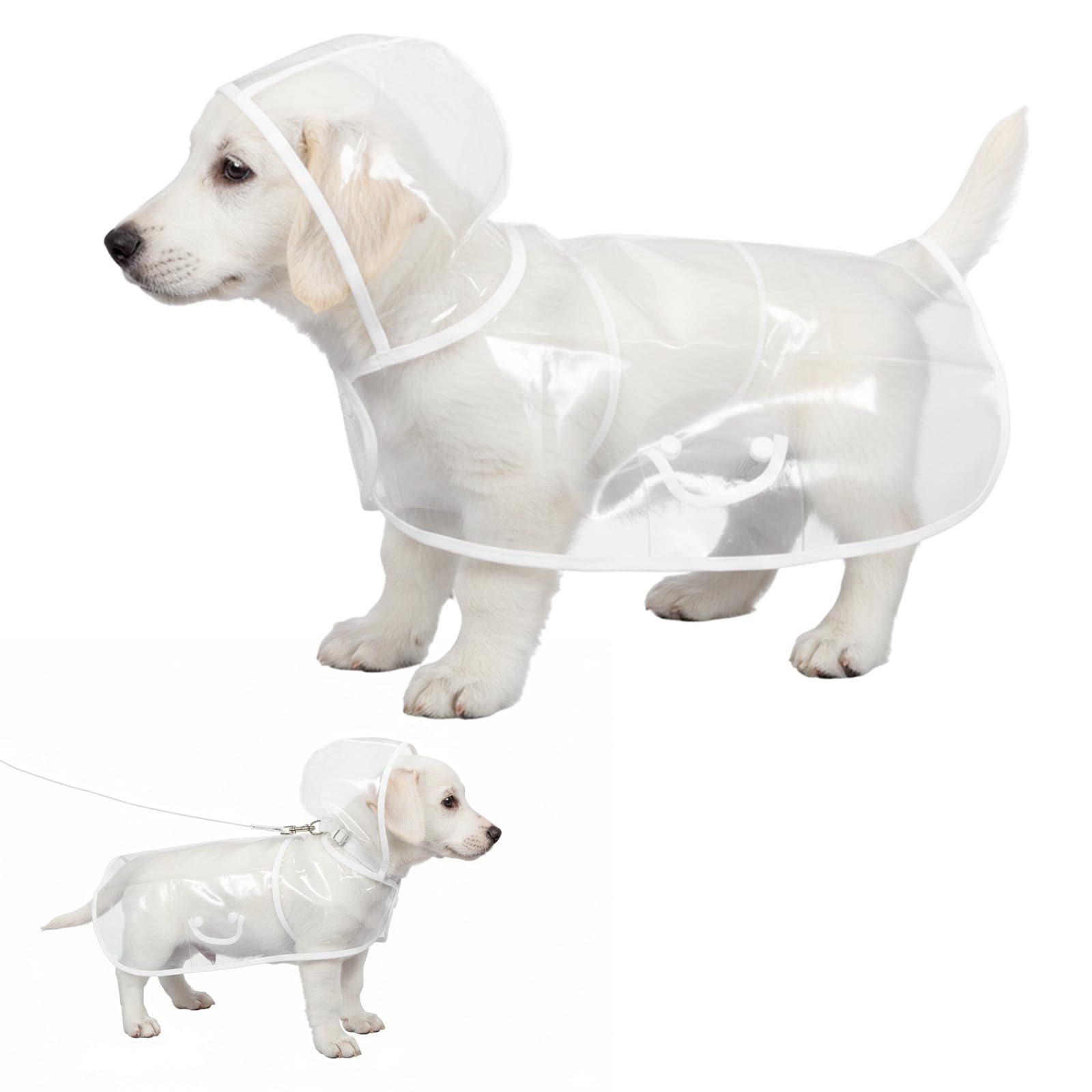 Photo 1 of 2pcs Dog Rain Poncho for Small Dogs Waterproof Dogs Raincoat with Hidden Leash Hole Adjustable Snaps Small Dog Raincoat Pet Hooded Cape for Bichon Poodle 4-8lbs
