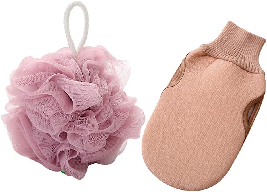 Omenluck 2Pcs Bath Shower Sponge Balls Rubbing Gloves Back Scrubber Mixed Colors