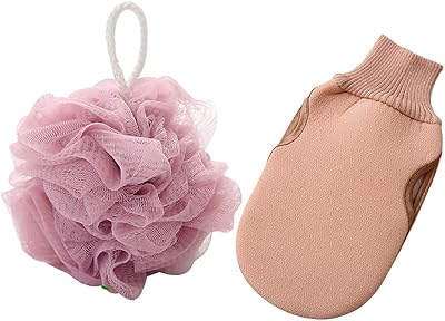 Omenluck 2Pcs Bath Shower Sponge Balls Rubbing Gloves Back Scrubber Mixed Colors