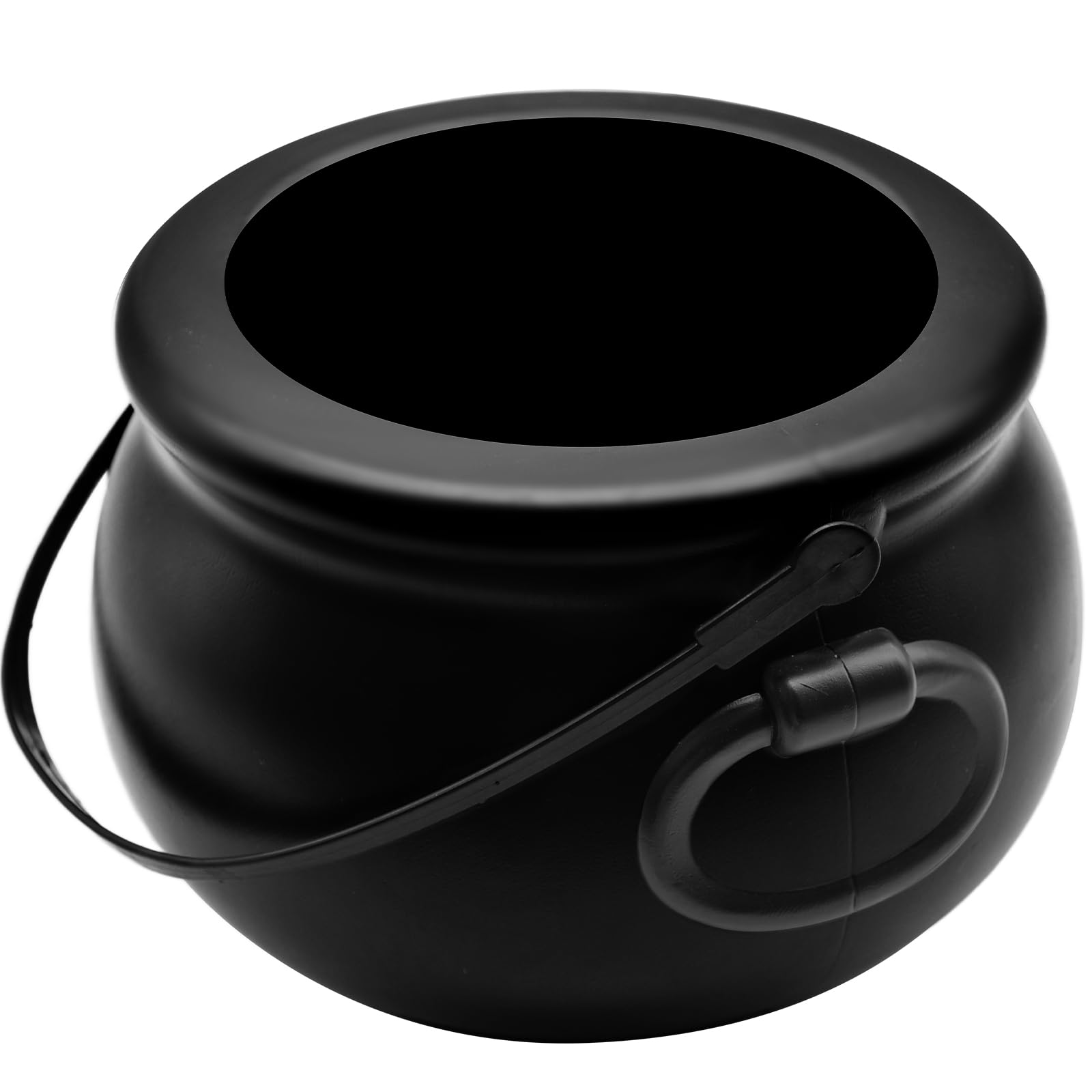 Photo 1 of 8" Plastic Black Cauldron Kettle Halloween Candy Bowl, Large Witch Cauldron Pot Bucket for Halloween Decorations Trick or Treat Party Supplies