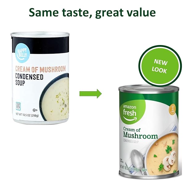 AMAZON FRESH, CONDENSED CREAM OF MUSHROOM SOUP, 10.5 OZ (PREVIOUSLY HAPPY BELLY, PACKAGING MAY VARY)