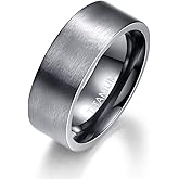 Empsoul 8mm Black Titanium Ring High Polish Wedding Band Ring for Men Women
