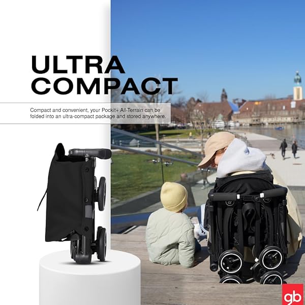 GB POCKIT+ ALL-TERRAIN, ULTRA COMPACT LIGHTWEIGHT TRAVEL STROLLER WITH CANOPY AND RECLINING SEAT IN VELVET BLACK