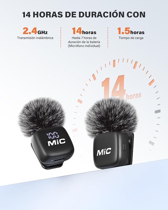 Microfone Wireless Lavaler 2 em 1 para iPhone e Android, Pack 2