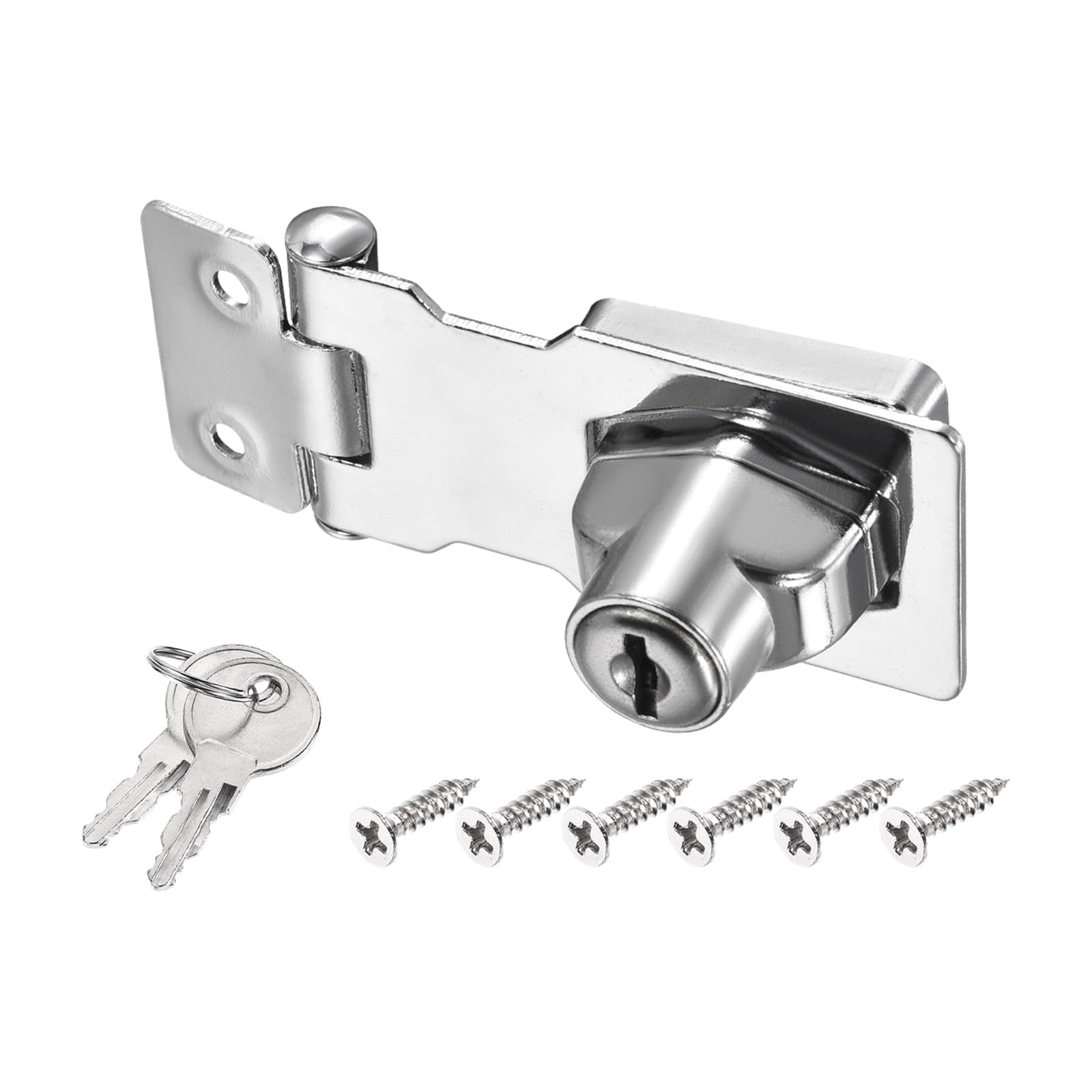 PATIKIL Keyed Hasp Locks, 2.5 Inch Twist Knob Locking Hasp Lock Metal Safety Hasp Latches for Cabinet Small Door, Keyed Different, Silver