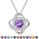 Iefil 925 Sterling Silver Love Knot Birthstone Necklace, Anniversary Birthday Gifts for Women, Jewelry Gifts for Wife Mom Girlfriend