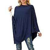 Ferand Women's Lightweight Poncho Tops Versatile Buttoned Shawl Wraps for Spring Summer