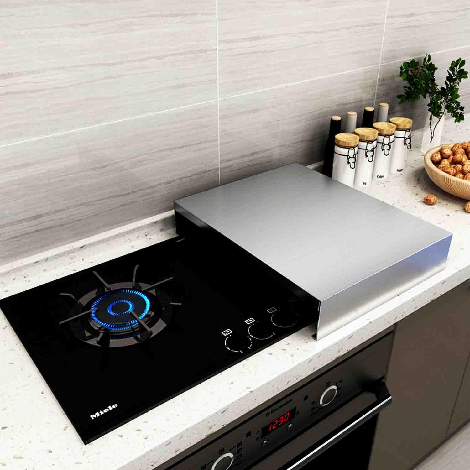 Photo 1 of **differs from stock photo** HJJKKH Gas Stove Top Cover, Stove Burner Covers, Stainless Steel Stovetop Noodle Board for Cooktop RV Sink Electric Stove L14.6" x W21.3" x H2.76" Kitchen Stove Rack,Cooker Top Bracket Small