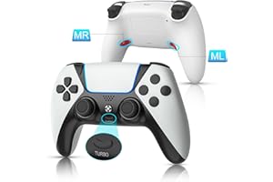OUBANG Elite PC/PS4 Controller for Fortnite Features Turbo and 2 Paddles,YMIR Wireless for Playstation 4/Fire TV/PC/Steam/Tesla/phone,ALPS Precise No Drift Joystick,Vibration,1200 mhA Battery,White Gamepad