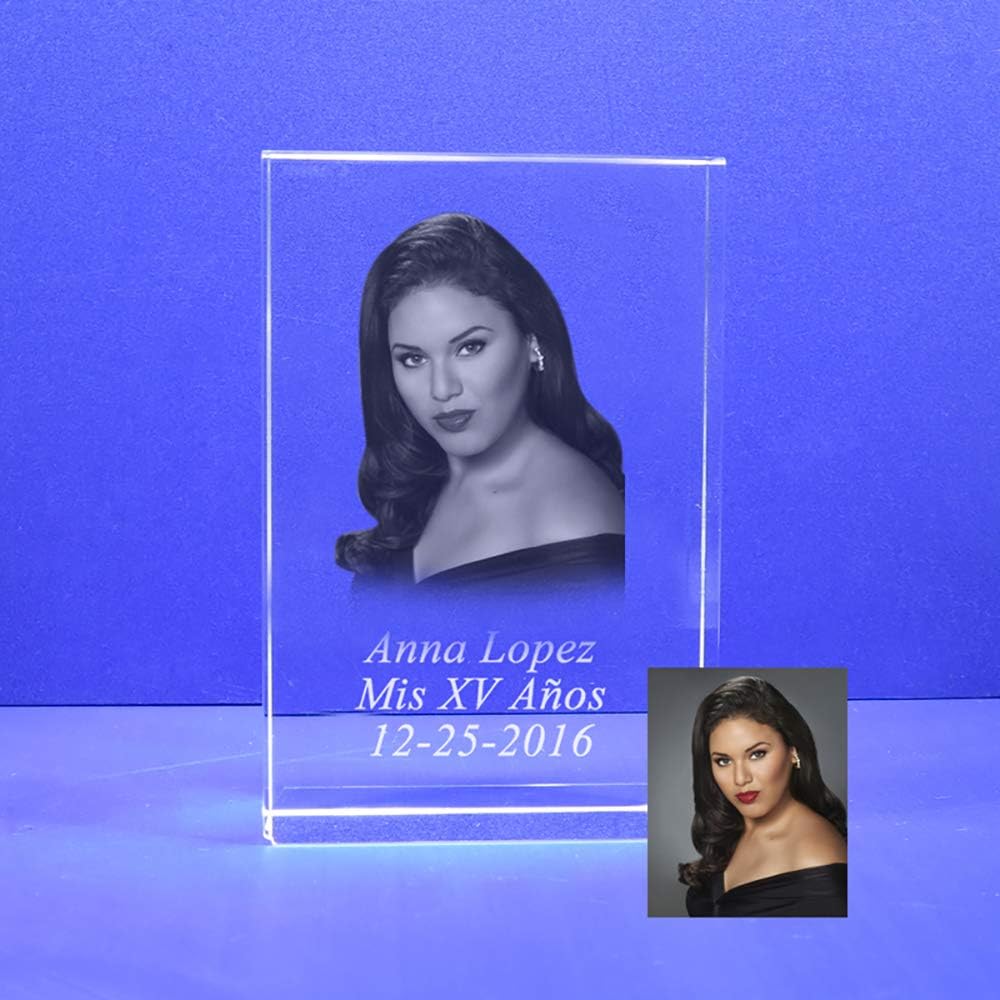 Photographs - Personalize Custom Photo Laser Engraving for Wedding, School, Quinceañera, Comunión, My Baptism, Church Event, Family Photo HL001 (4.75