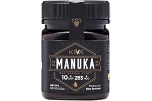 Kiva Raw Manuka Honey Certified UMF 10+, MGO 263+ 100% Pure New Zealand Honey - Non-GMO, Traceable, Non-Glyphosate (8.8 oz)