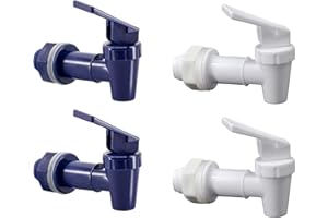 Hgzaccompany Replacement Cooler Faucet Water Bottle Jug,Water Dispenser Tap Set,BPA-Free Plastic Spigot Spout Water Beverage Lever Pour Dispenser Valve,Water Crock Tap (2 White and 2 Blue)