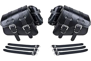 ASTRA DEPOT Compatible with Harley Sportster XL883 XL1200 Black PU Leather Solo Swing Arm Saddlebag and and Pannier Storage (Left & Right)