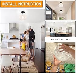 Semi Flush Mount Ceiling Light,Black Hallway Light