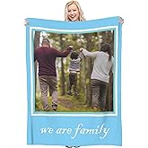 OBVYTF Custom Blanket with Photos Text Customized Blanket Flannel Throw Personalized Photo Blanket for Baby Mother Father Friends Personalized Gift Birthday Halloween