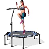 Newan 48'' Fitness Trampoline with Adjustable Handle Bar, Silent Trampoline Bungee Rebounder Jumping Cardio Trainer Workout for Adults - Max Limit 330 lbs