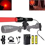 BESTSUN 350 Yard Red Light Predator Light Zoomable Long Range Night Hunting Coyote Varmint Light Tactical Hunting Led Flashli