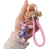 HSYHERE Fashionable Lovely Diamond Bear Keychain Elegant Glossy Mirror Surface Electroplated Bear Key Ring Pendant Keyring
