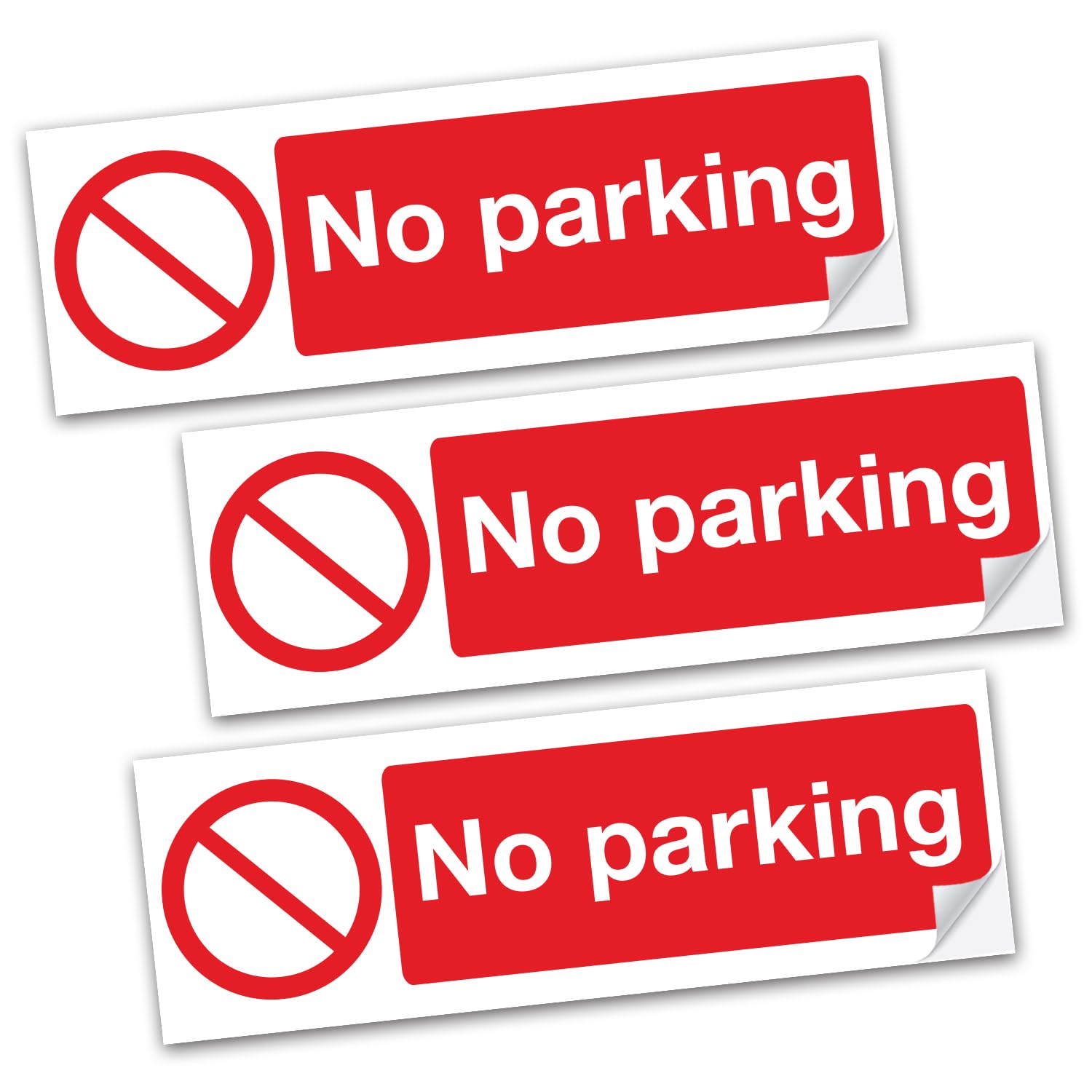 SAFESIGN (3 Pack) No Parking Vinyl Sign Stickers 300 X 100mm - Conforms to EN ISO 7010:2012