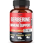 Premium Berberine Supplement with Ceylon, Ashwagandha, Turmeric, Milk Thistle, Elderberry & Black Pepper - Supports Immune System, Cardiovascular & Gastrointestinal - 60 Capsules
