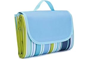 LRUUIDDE Large 80"x 60" Beach Blanket, Outdoor Picnic Blankets, Waterproof Sandproof Portable Blankets, Foldable and Lightweight for Spring Summer Camping, Beach, Park (Blue)