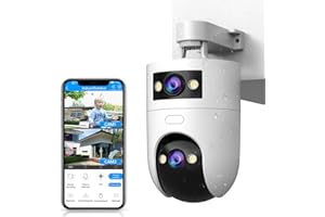 JOOAN Outdoor Security Camera 2Kx2 HD [360 View &Dual Lens] WiFi Cameras for Home Security with Auto Tracking,PTZ(Pan Tilt Di