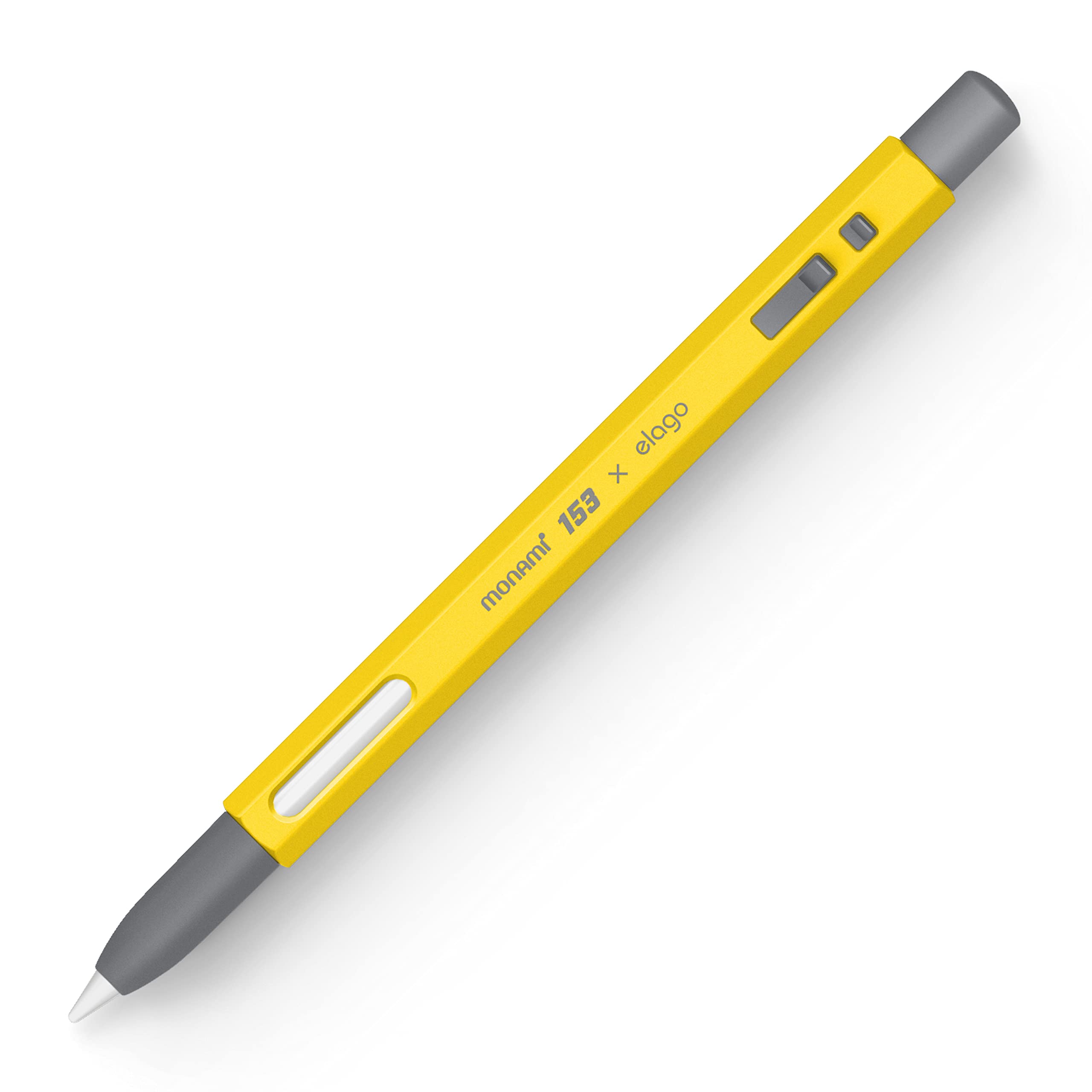 elago x MONAMI Pencil Case - Compatible with Apple Pencil Pro & 2, Durable Silicone Holder, Classic Design, Magnetic Charging & Double Tap (Yellow)