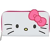 Fast Forward Sanrio Hello Kitty Wallet Women's 3D Bow Faux Saffiano Leather Full Zip Around Wallet
