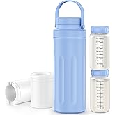 22oz Breast Milk Cooler Bottle for Outdoor, Breastmilk Cooler with 360° Total Cooling for 24 Hours & Leak-Proof Dual-Bottle for Breastfeeding,Larger Capacity Travel Breastmilk Chiller,Blue