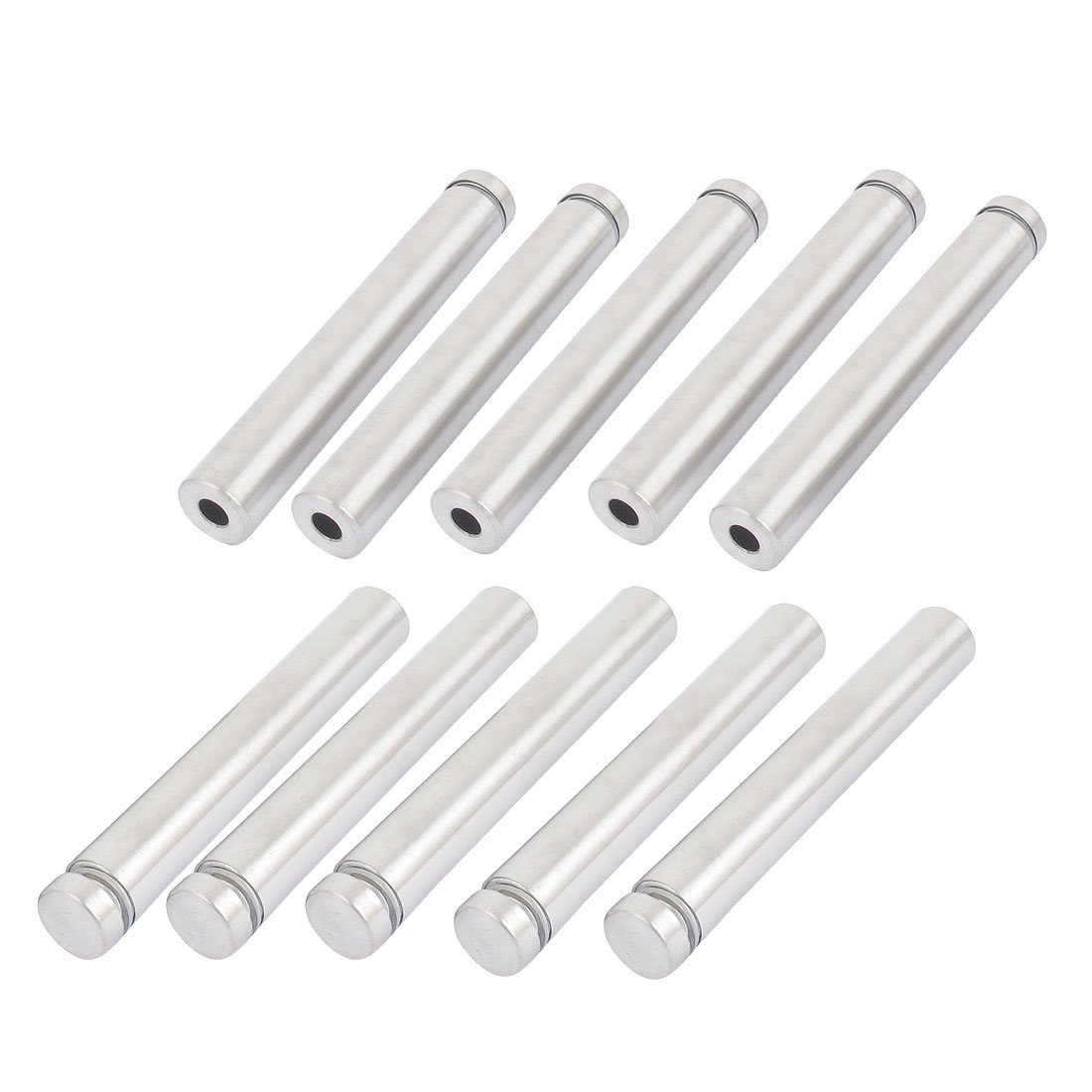 Sourcingmap Frameless Glass 12mm x 80mm Stainless Steel Standoff Pins Clamp 10pcs