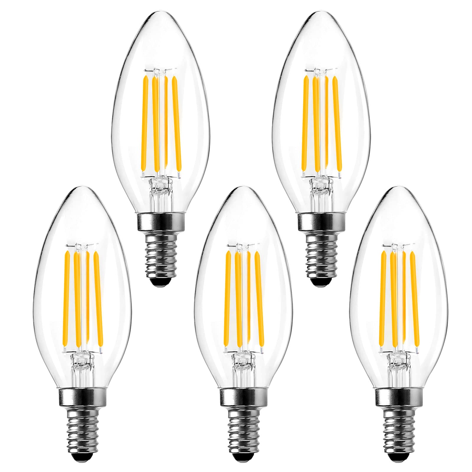 Spacelumen E14 Dimmable Small Edison Screw SES Candle Light Bulbs, 2700K Warm White 4W LED Light Bulb 40W Incandescent Equivalent, Pack of 5 — image 1