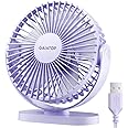 Gaiatop USB Desk Fan, 5.5 Inch Small Quiet Powerful 3 Speeds 90° Rotate, Personal Mini Portable Desktop Table Fans, Cooling for Home Office Car Travel Indoor Outdoor Purple