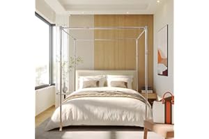 MOSQUTENT Stainless Steel Canopy Bed Frame for Queen Size - Bed Post Poles, Thicken Brackets, Mosquito Curtains